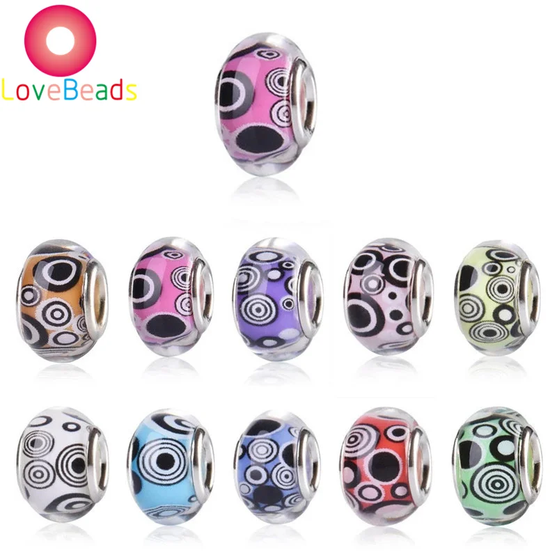 

10Pcs/Lot New Mixed Color Evil Eye Resin Murano Beads 5mm Large Holes Fit Pandora Bracelet Bangle Pendant Charms Jewelry Making