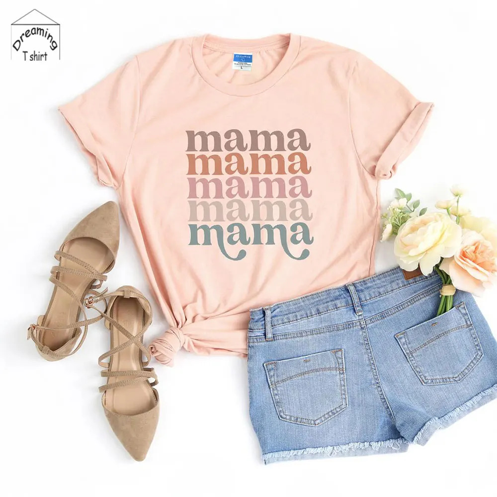 

I Love Mama, дочери и мамы футболка мама уникальный рубашка для мамы, хороший подарок на день матери, унисекс футболка леди Harajuku из хлопка с кругл...