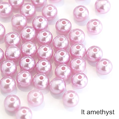 lt amethyst Много цветов ABS имитация жемчуга круглые бусины с дырочками DIY браслет серьги Подвески швейные бусы ожерелье Изготовление ювелирных изделий B3625 - Цвет: lt amethyst