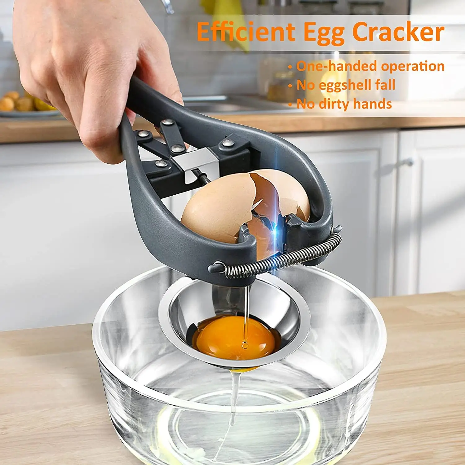 

Hot with Egg Yolk White Separator Kitchen Gadgets Food Grade Egg Separator Tool Egg Cracker Egg Opener Handheld