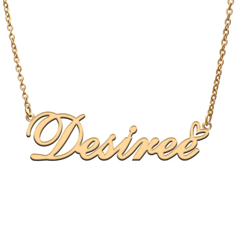 

Love Heart Desiree Name Necklace for Women Stainless Steel Gold & Silver Nameplate Pendant Femme Mother Child Girls Gift