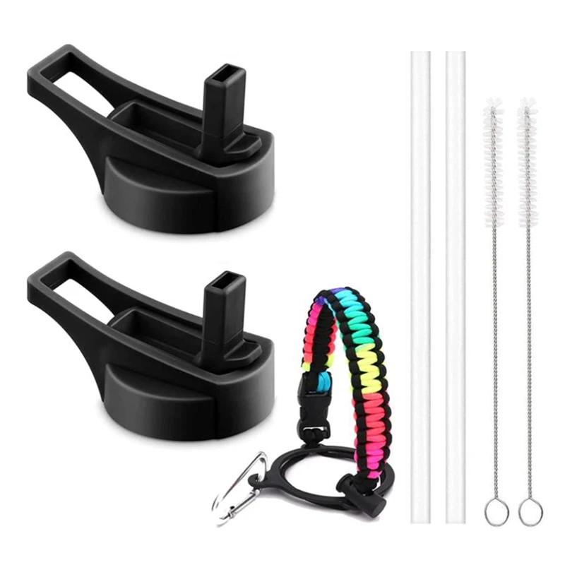 

Umbrella Rope Handle,Wide Mouth Straw Lid for Hydro Flask Wide Mouth Bottle 12-64 Oz Sport Water Bottle Lid with Brush