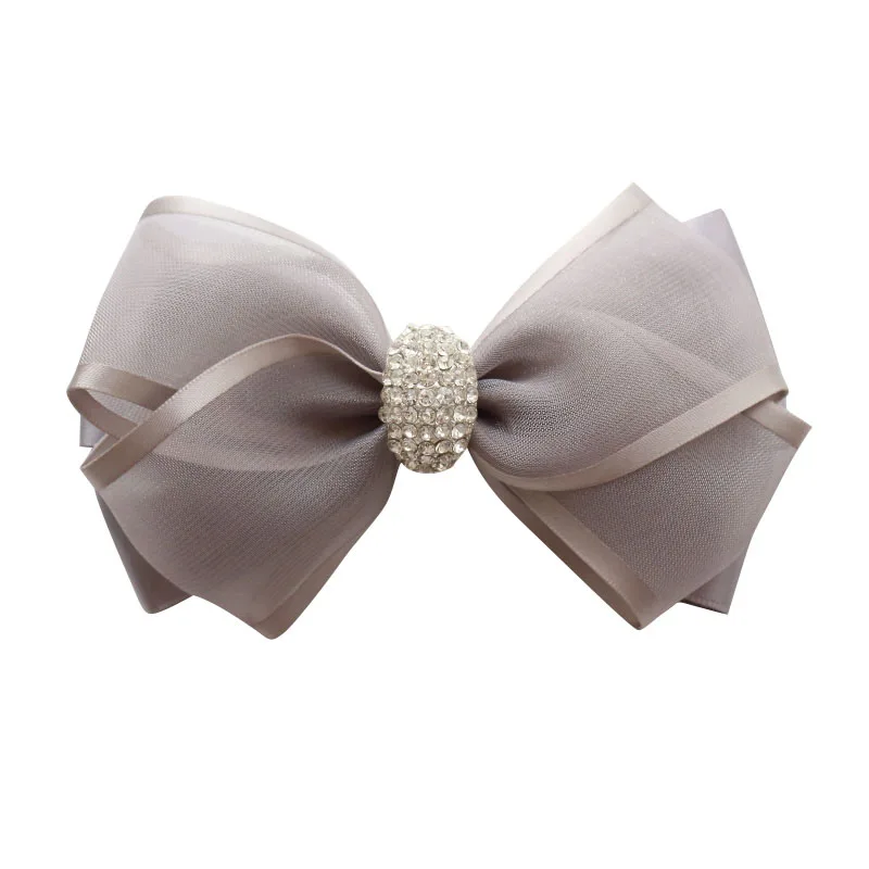 

4 Colors Bowknot Barrettes Women Fabric Rhinestone All Match Grey Hair Clip Spring Clip Sweet Pink Hair Ties Hair Accessories