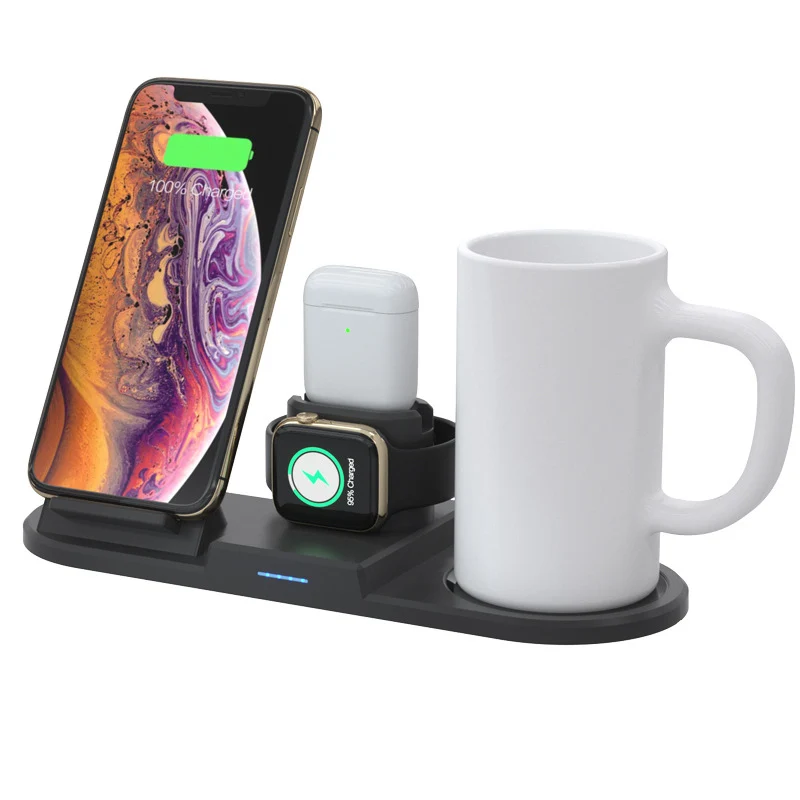 15 Вт QI Беспроводное зарядное устройство для iPhone 11pro air pods Быстрая зарядка для iWatch Apple Watch термостатическая 55 °C умная кофейная кружка