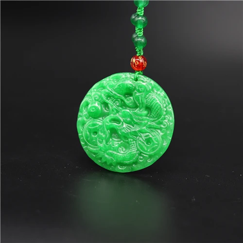 Натуральный Зеленый Изумрудный нефрит Феникс кулон бусы ожерелье Шарм жадеит