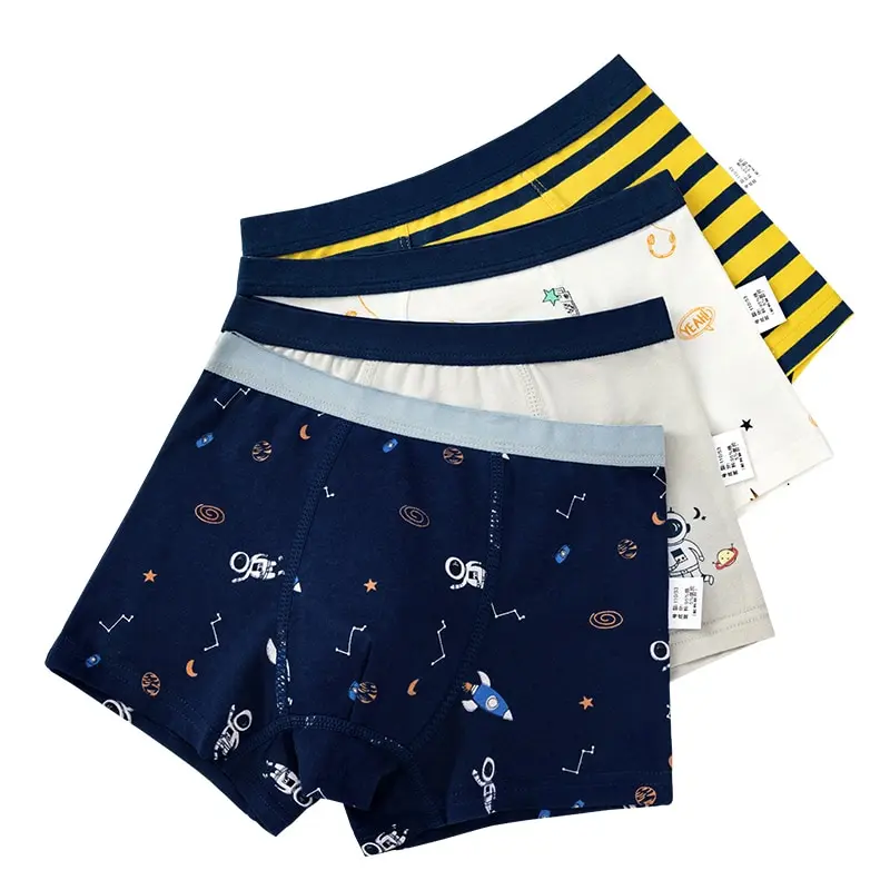 Boys Boxer Underwear Striped Navy Blue Kids Elastic Cotton Boy Shorts Bottoms Clothes for 3 4 6 8 10 12 14 Years Old OMGosh | Мать и