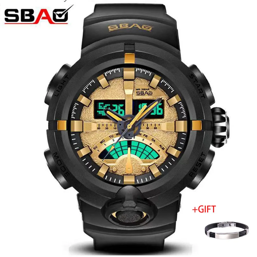 SBAO мужские часы цифровые водонепроницаемые армейские светодиодный наручные