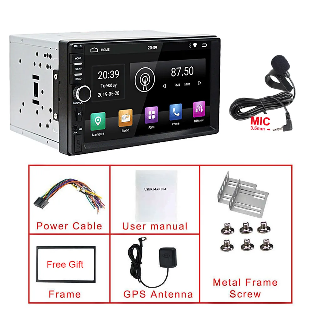 2G universal cable 2Din автомобильный мультимедийный плеер универсальный 2G+ 32G Автомобильный Радио Стерео Bluetooth gps Аудио Видео Android MP3 MP4 WiFi " HD Touch 1024*600 - Цвет: 2G universal cable