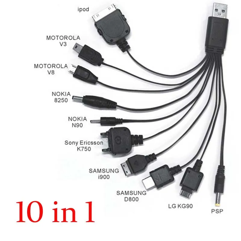 10 в 1 USB к многоразъемному зарядному кабелю для мобильных телефонов планшет gps