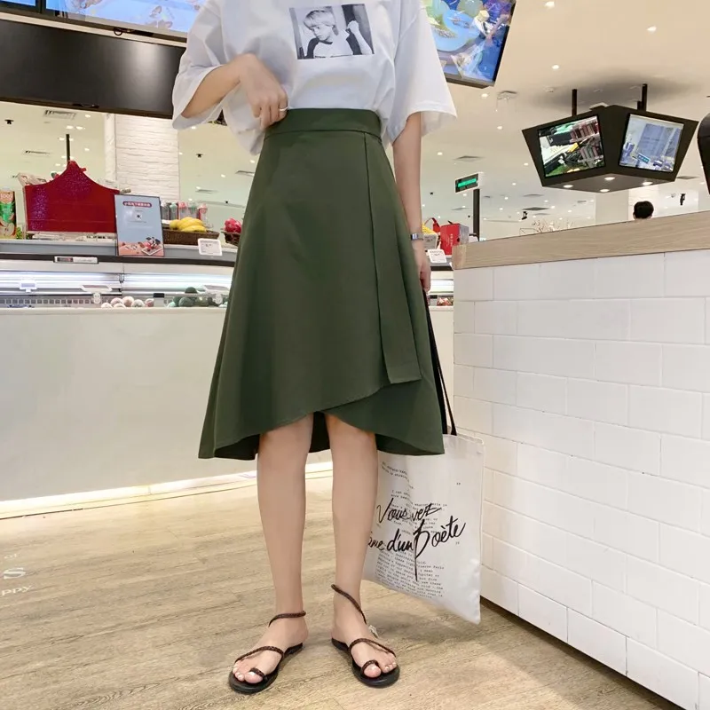 

high quality new summer sweet High waist Korean style knee-length Skirts Women's Clothing Trend temperament fashion brand hot