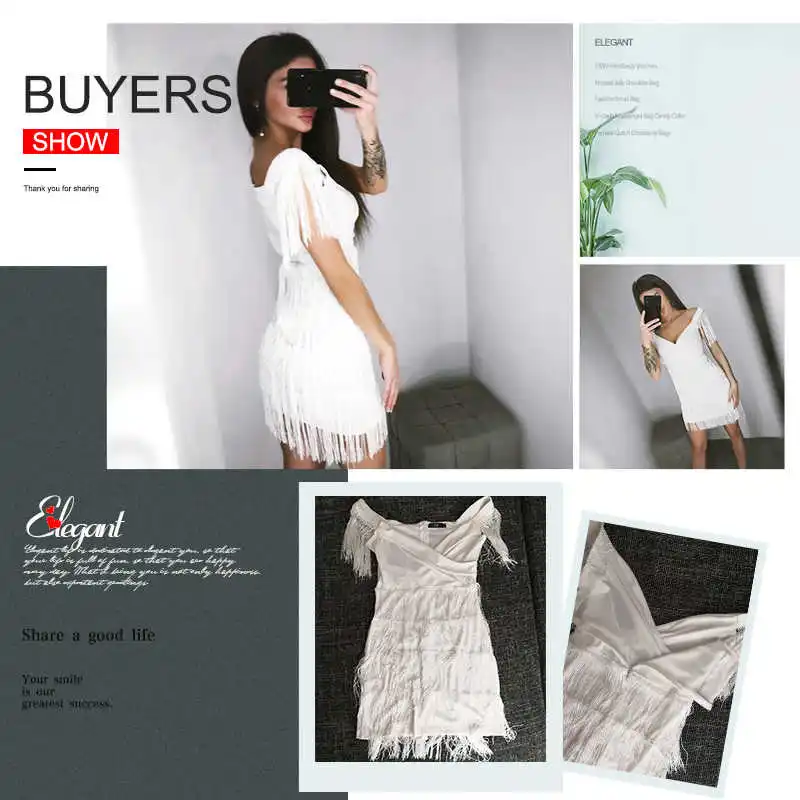 

Sexy Sleeveless Bodycon Mini Dress Women White Off Shoulder Tassel Female Short Dresses 2021 Summer Party Club Bandage Vestidos