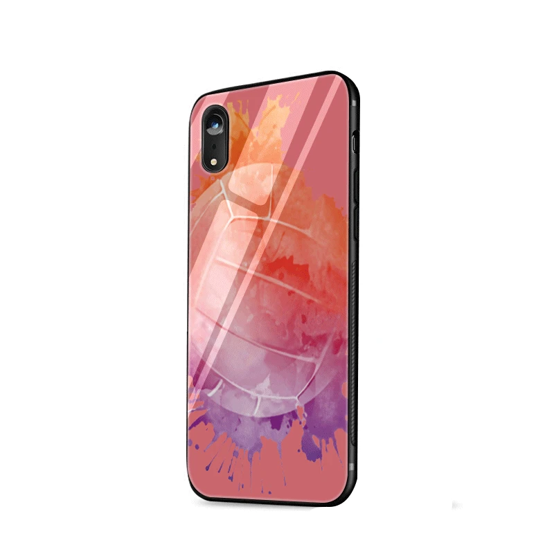 Volleyball Painted Glass Case For iPhone 5 5s SE 6 6s 7 8 Plus 11 Pro X XR XS Max Cover |