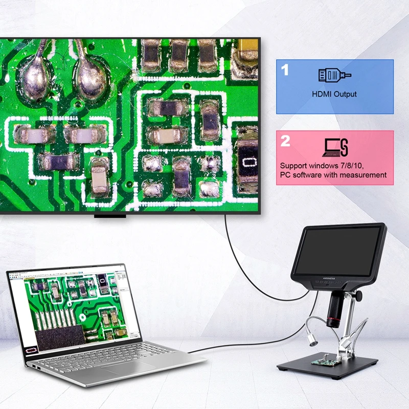 Цифровой микроскоп Andonstar 10 1 дюйма HDMI ПК Wi-Fi 300X программное обеспечение для