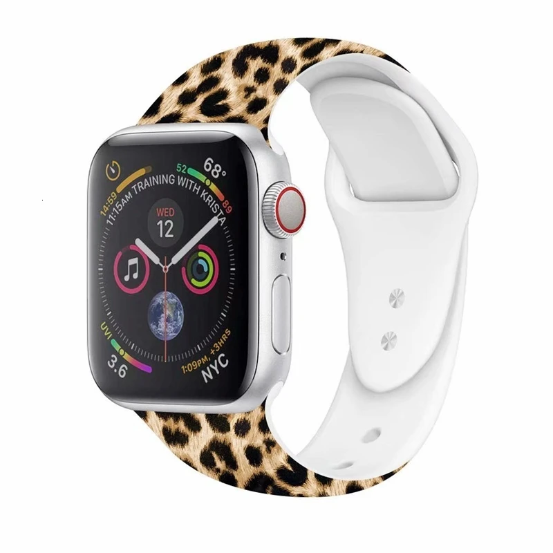 Apple watch Band цветочный Леопардовый силиконовый Печатный сменный ремешок браслет для iwatch 1 2 3 4 четыре стиля