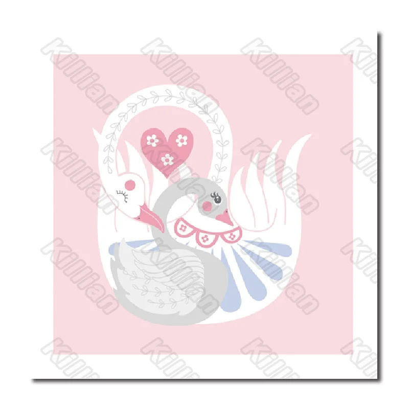 

Animal Style mural Pink Swan Frameles Poster Home Residential Bedroom Decoration Living Room Canvas Painting Hd Print Fresco
