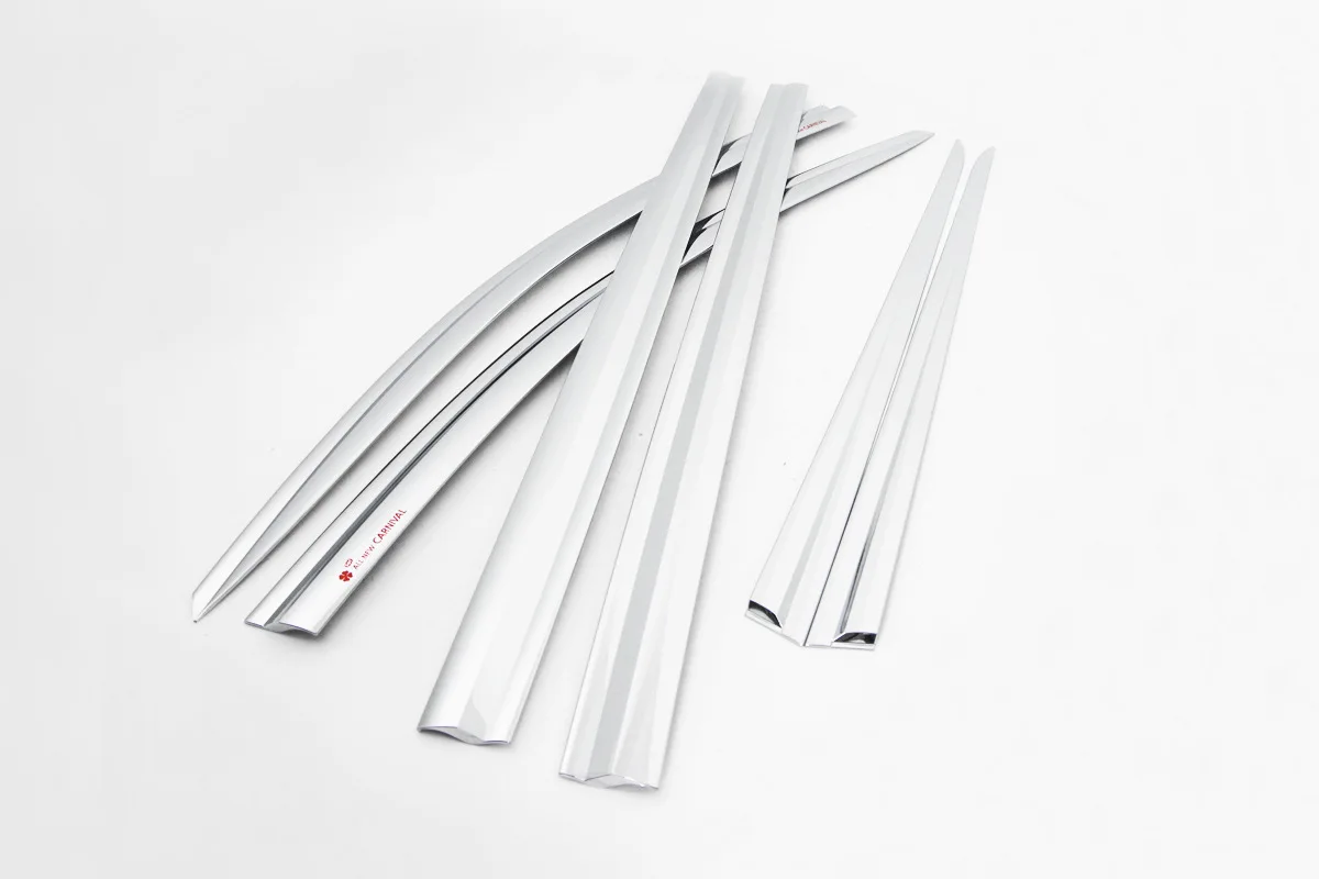 

Chrome door visor side window deflector shade sun rain shield silver trips eaves for Kia carnival 2015