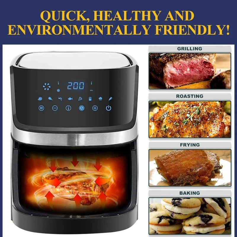 

1700W Smart Air Fryer 5L 8 Programmes Touch Screen Grease-free 4-6 People No Oil Oven Hot Air Grill Deep Fryer Hot Air Home CF15