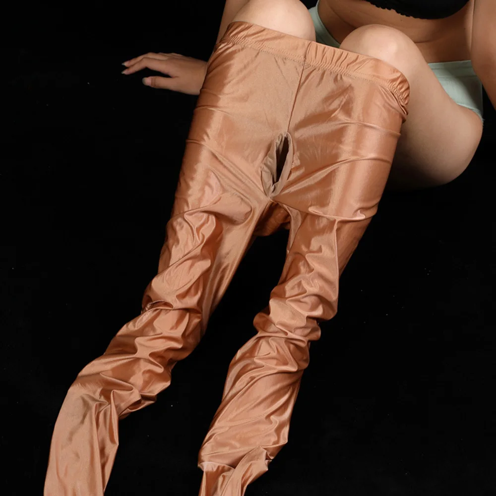 

Men's Pantyhose High Elastic Glossy Oil Shiny Silky Pantyhose Sheer Stockings Dance Tights Socks Male Clubwear Sexy