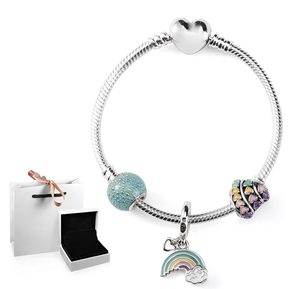 

2020 100% 925 Sterling Silver 1:1 Fantasy Magic Time Bracelet Snake Bone Chain DIY Beaded Bracelet New Set Set D191691