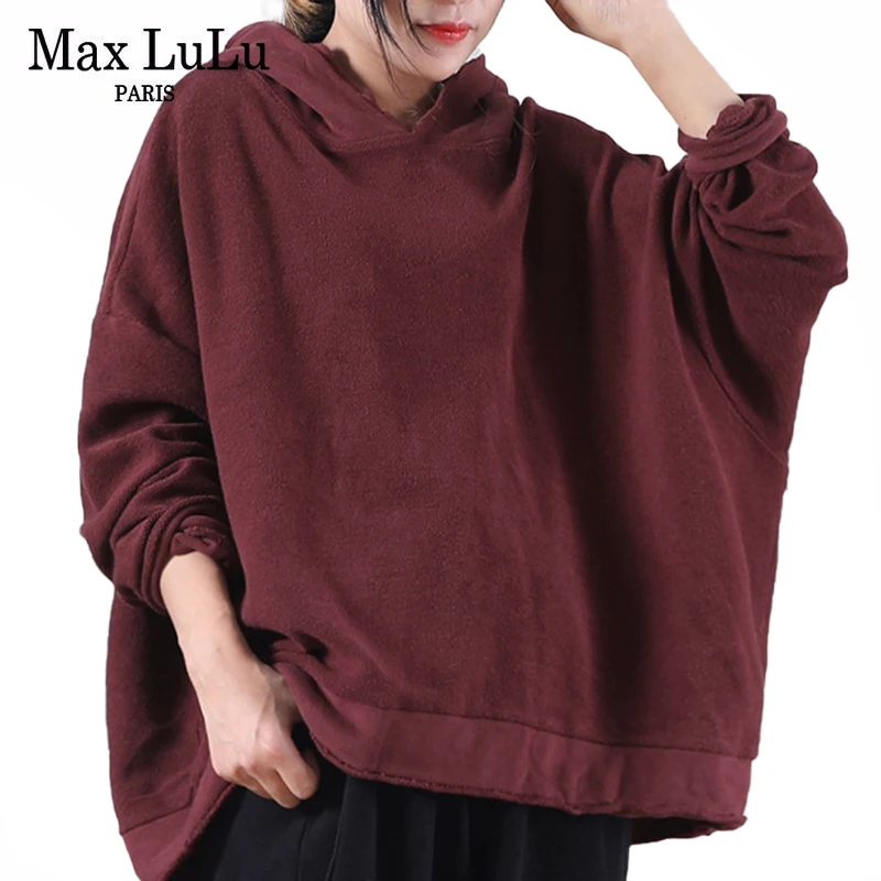 

Max LuLu новые модные женские свободные однотонные толстовки 2021 зимние повседневные толстовки в британском стиле дизайнерские толстовки тепл...