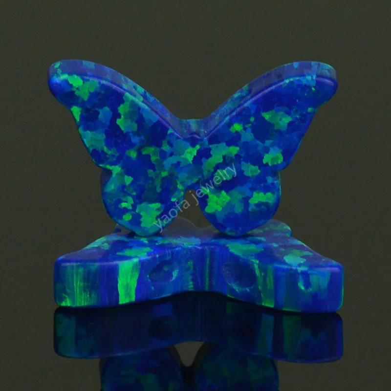 Wholesale price butterfly shape synthetic opal Op27 dark blue fire loose stone for women girl necklace in 78 colors | Украшения и