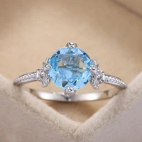 caoshi exquisite engagement rings for women high quality silver color inlaid sky blue solitaire cubic zirconia fashion jewelry