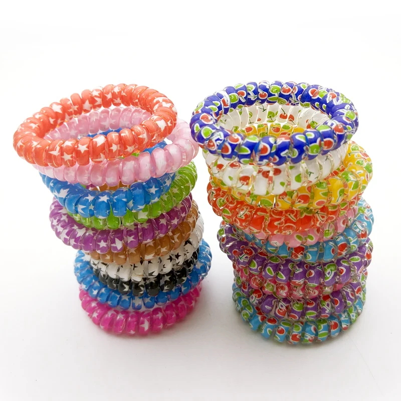 100 шт./лот вишневая звезда печати телефонная резинка для женщин эластичная волос