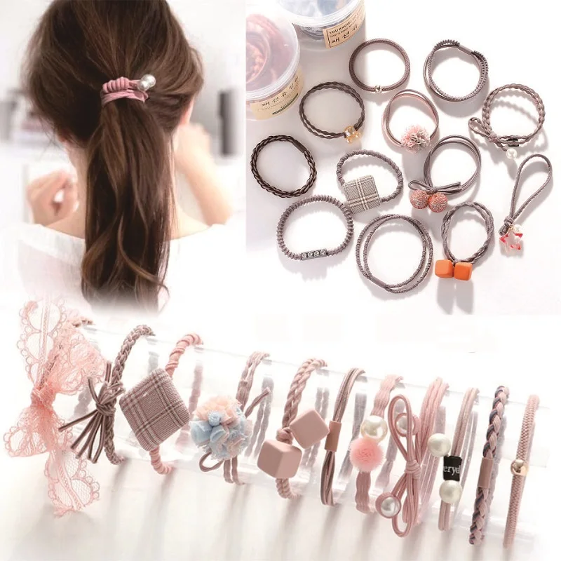 12 шт. изысканные эластичные повязки для волос девочек повязка с конским хвостом