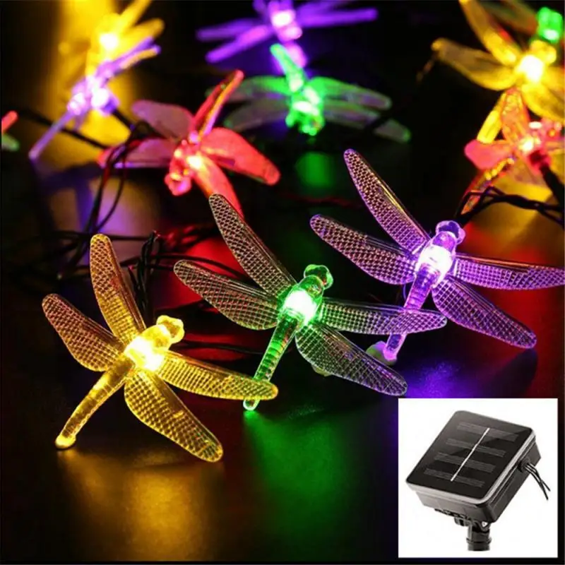 

NEW 20 LED Dragonfly LED Solar Lamp Power LED String Fairy Lights Solar Garlands Street Outdoor Garden Christmas Decor For Outdo