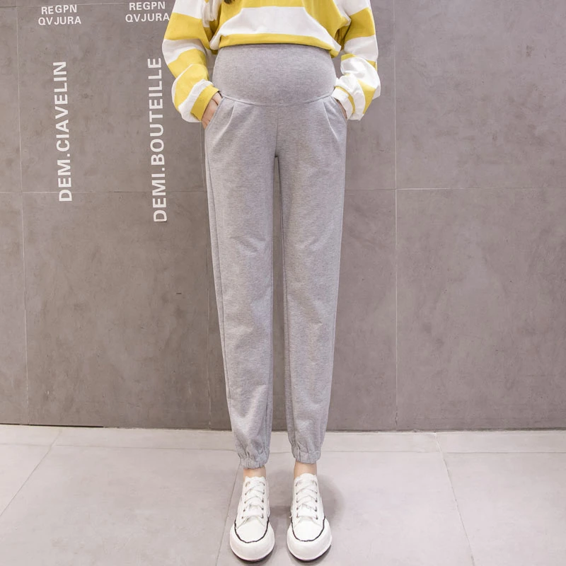 1217 # Осенние повседневные хлопковые брюки для беременных с высокой талией