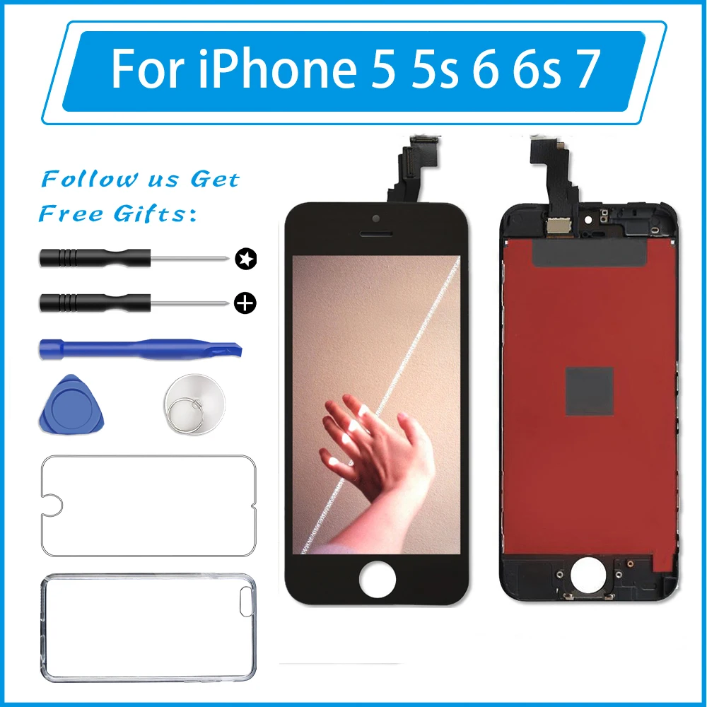 Черный и белый ЖК-дисплей Замена для iPhone 5 5S SE 6s 3D кодирующий преобразователь сенсорного экрана в сборе без битых пикселей для A1530 A1533 A1453
