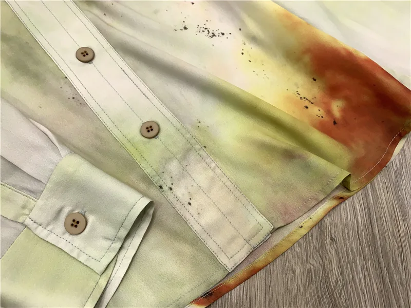 

2020 New Long Sleeve Shirt Watercolor Splash Print Ladies Turn-down Collar Single Breasted Blouse And Top Casual