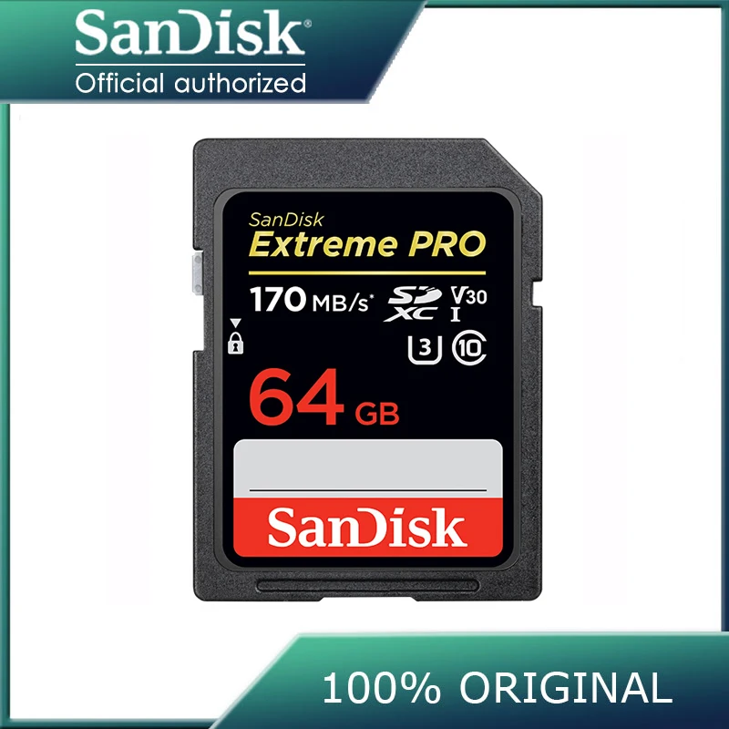 Карта памяти SanDisk Extreme PRO, карта памяти sd UHS-I, 32 ГБ, 128 ГБ, 256 ГБ, 1 ТБ, класс 10, Max95M/s, U3, V30, 4K, для камеры