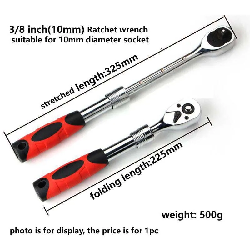 1 шт. 72 зуб Телескопический Трещоточный гаечный ключ Автоматический быстрый для