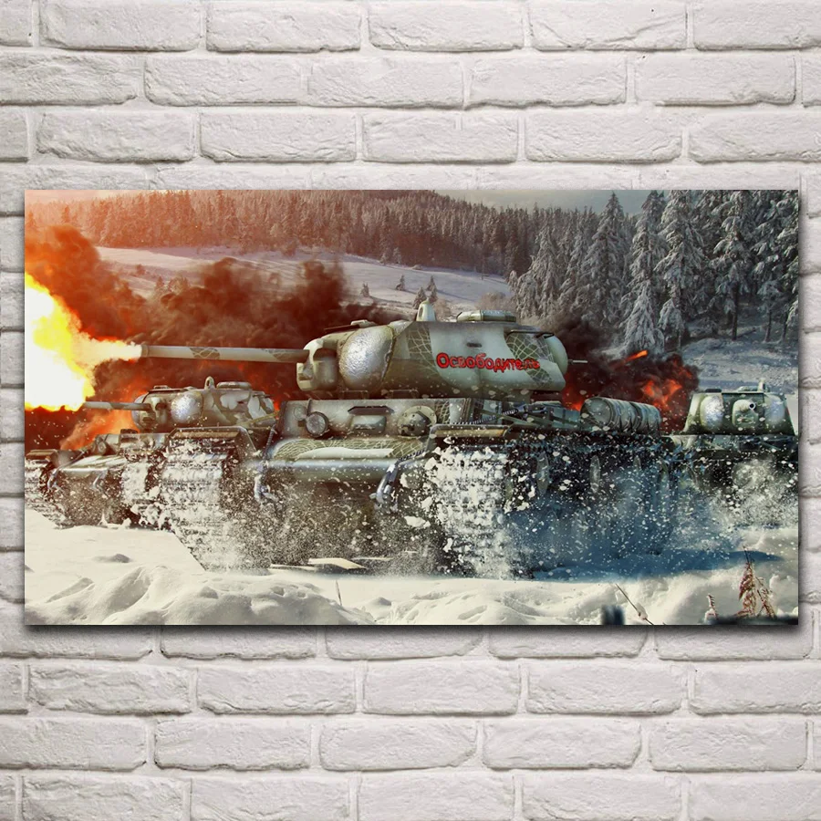 

Soviet KV-1 battle tank firing military artwork posters on the wall picture home living room decoration for bedroom KP662