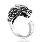 Классическое массивное кольцо в стиле панк ледяной волк мужское и женское открытое готическое высококачественное металлическое ювелирное изделие