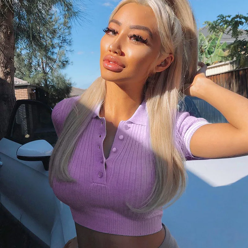 Женский костюм свитер с отложным воротником укороченный топ на пуговицах и юбка