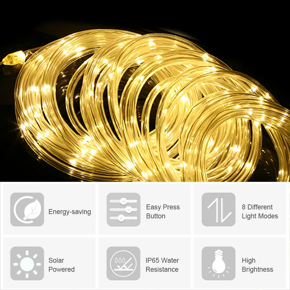 Светодиодная гирлянда на солнечной батарее водонепроницаемая садовая