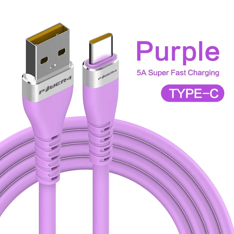 Power4 USB C кабель 5A флэш-зарядка usb type C Supercharge для huawei P20 совместимый 3A 2A быстрое зарядное устройство для samsung Xiaomi - Цвет: Purple