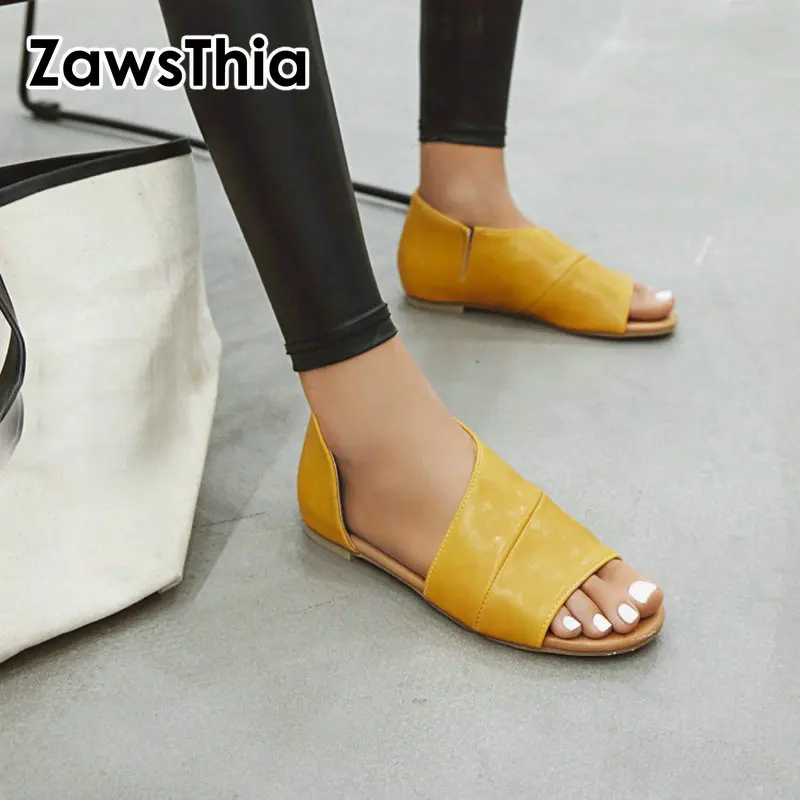 Женские босоножки из ПУ кожи ZawsThia желтые черные коричневые повседневные туфли на