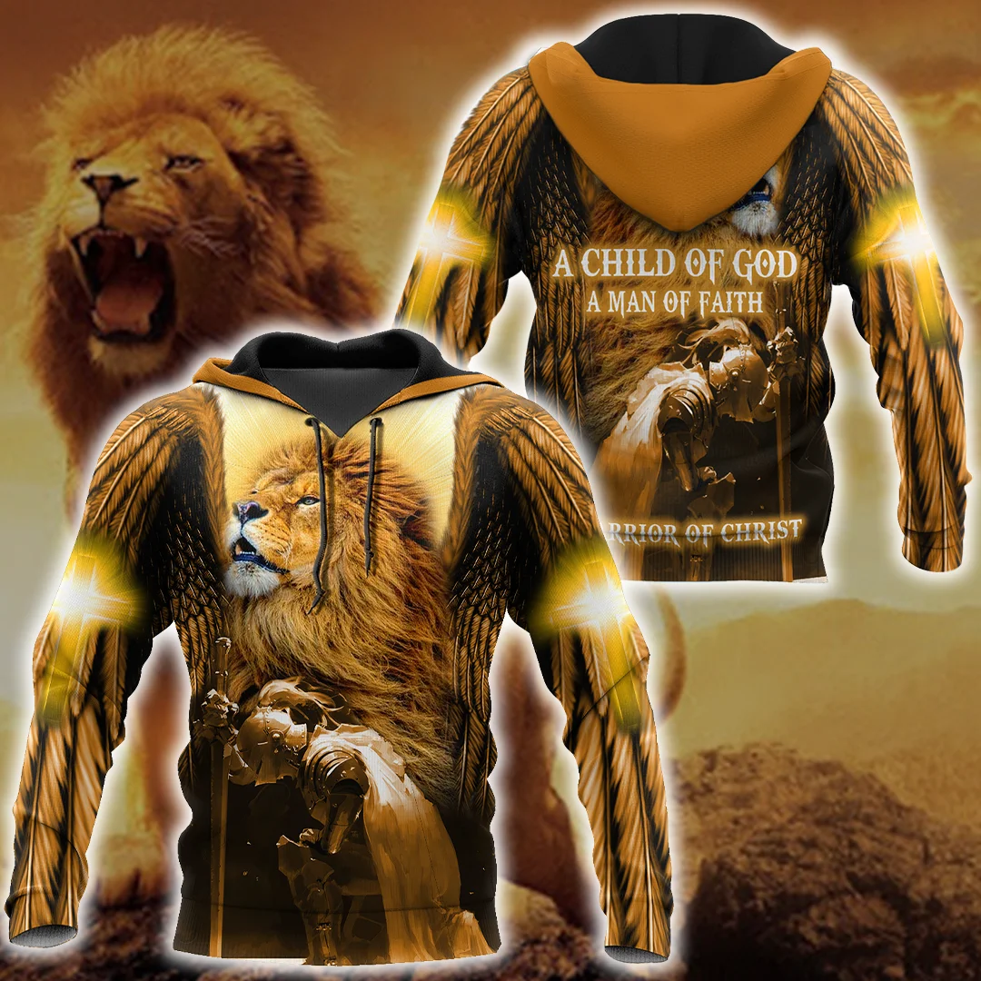 Christian Jesus and Lion 3D All Over Printed Mens Autumn Hoodie Sweatshirt Unisex Streetwear Casual Zip Jacket Pullover KJ630