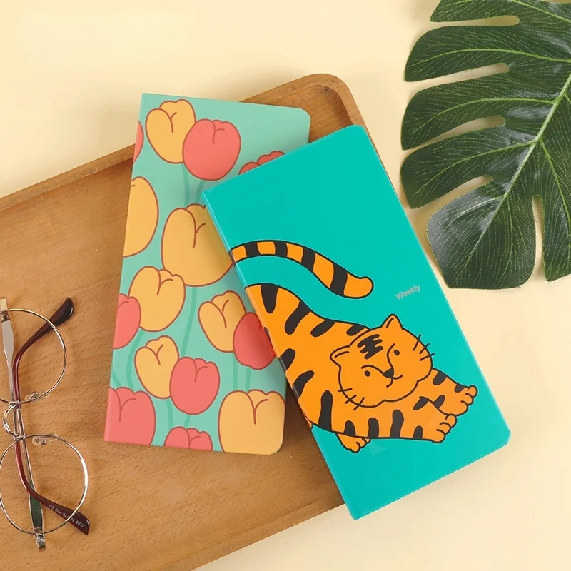 

2022 Grid Book Pocket Agenda Notebook DIY Weeks Planner Agenda Supplies 88 Sheets 91*185mm Tulip Penguin Tiger Panda