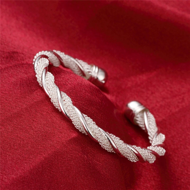 Женский плетеный браслет из серебра 925 пробы|open bangle|bangle braceletwholesale bangle |