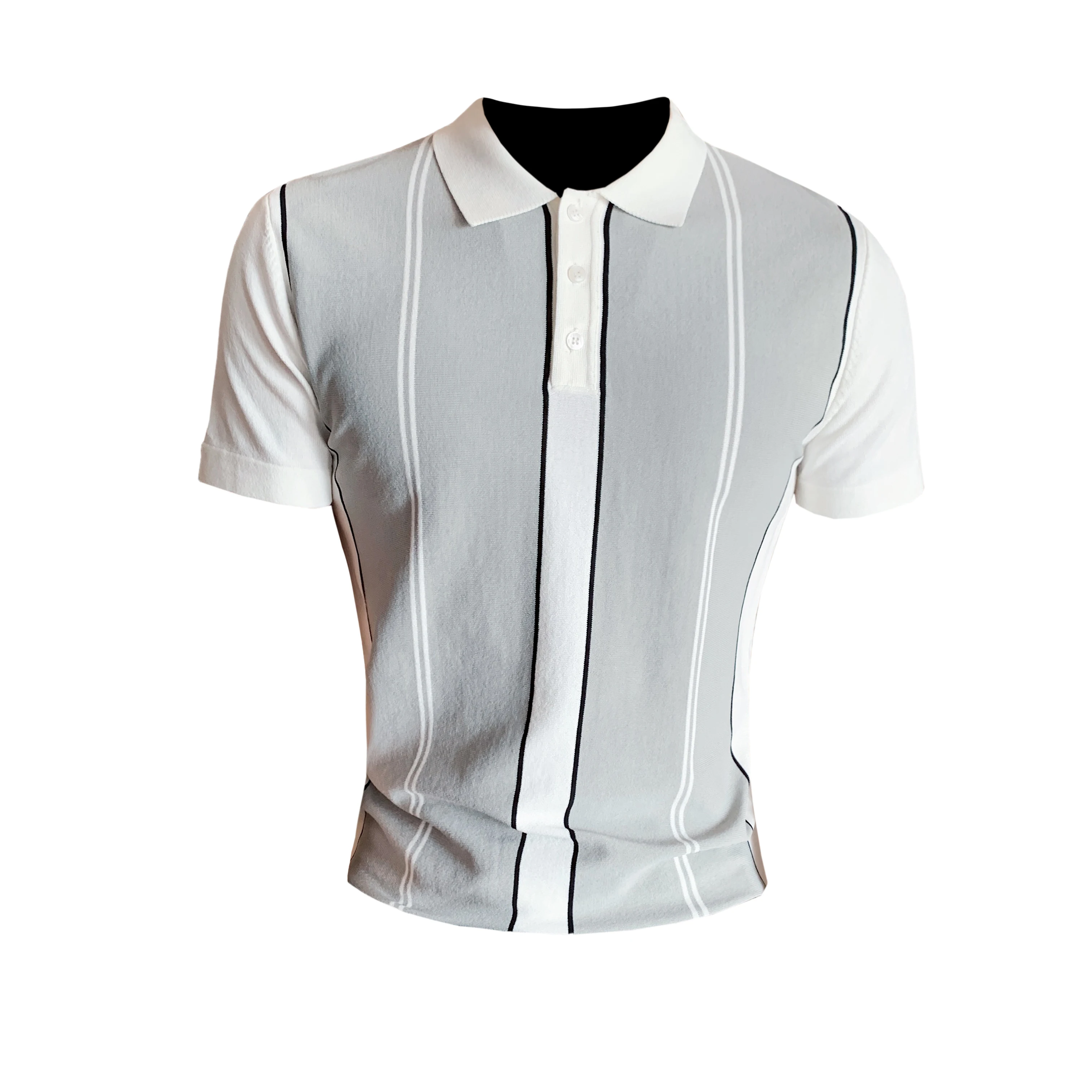 Мужская рубашка поло с коротким рукавом Модная вязаная Базовая лацканами в