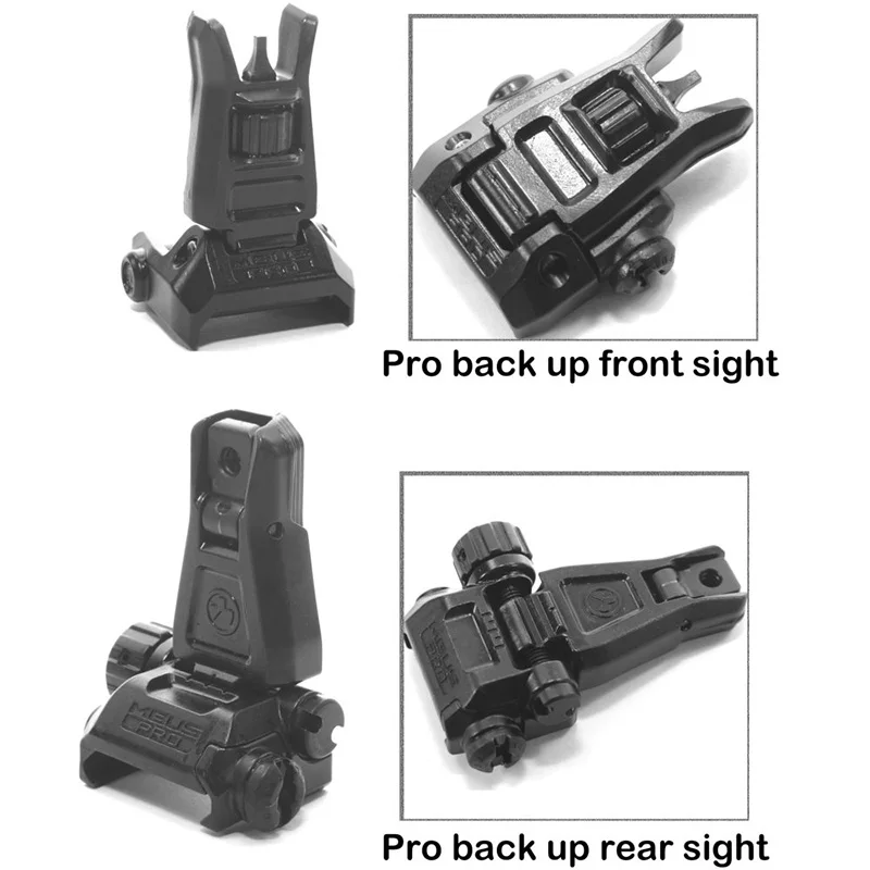 Tactical Airsoft Hunting MBUS Pro Adjustment Flip up Front Rear Folding Back GunSight AEG Gelball AirGun Paintball Accessory | Спорт и