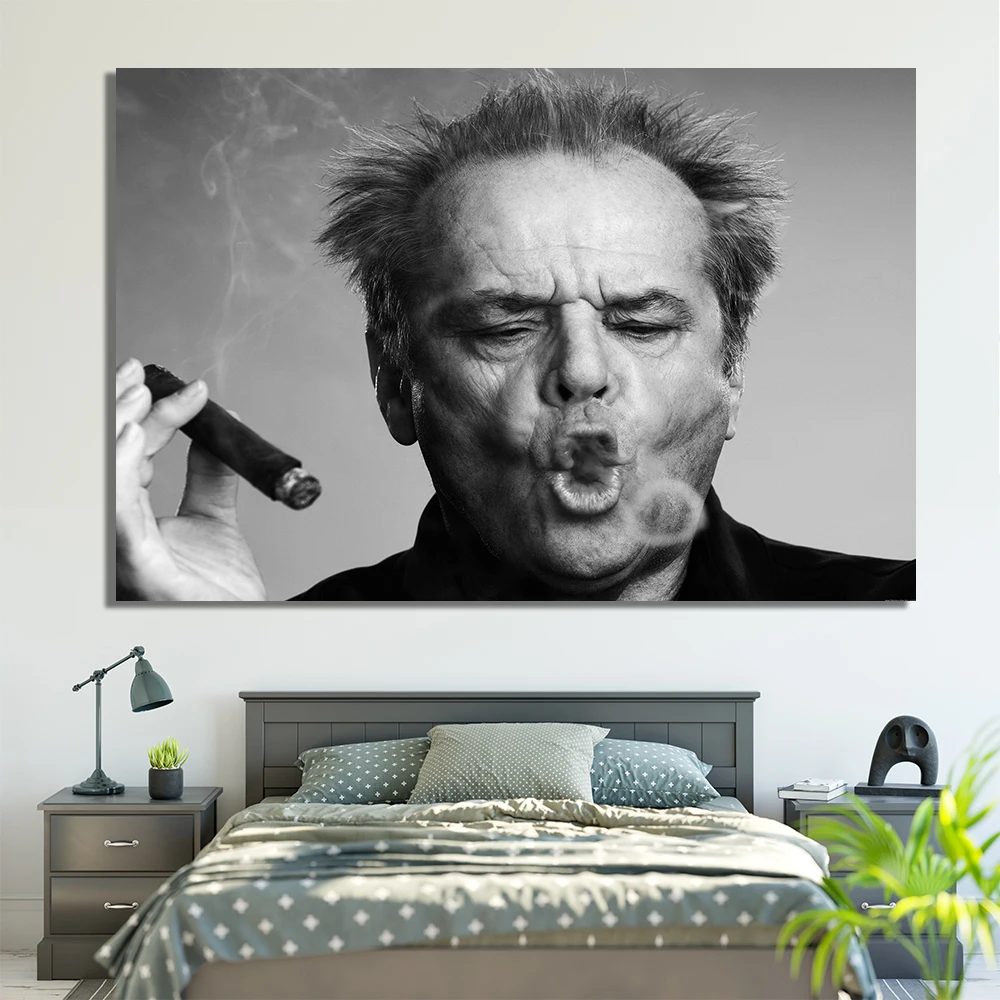 Плакат для сигар Jack Nicholson рисунок на стену черно белая Картина холсте гостиной