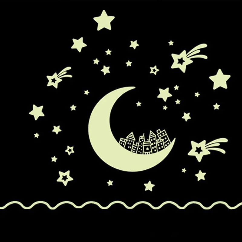 Звездный дом ПВХ Переводные обои светящиеся настенные наклейки праздничный