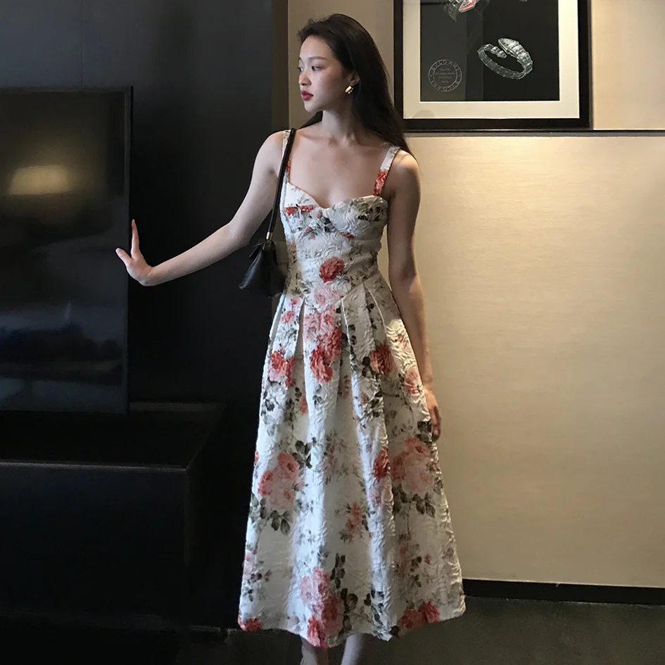 Платье женское Облегающее с оборками французское винтажное пляжное вечернее