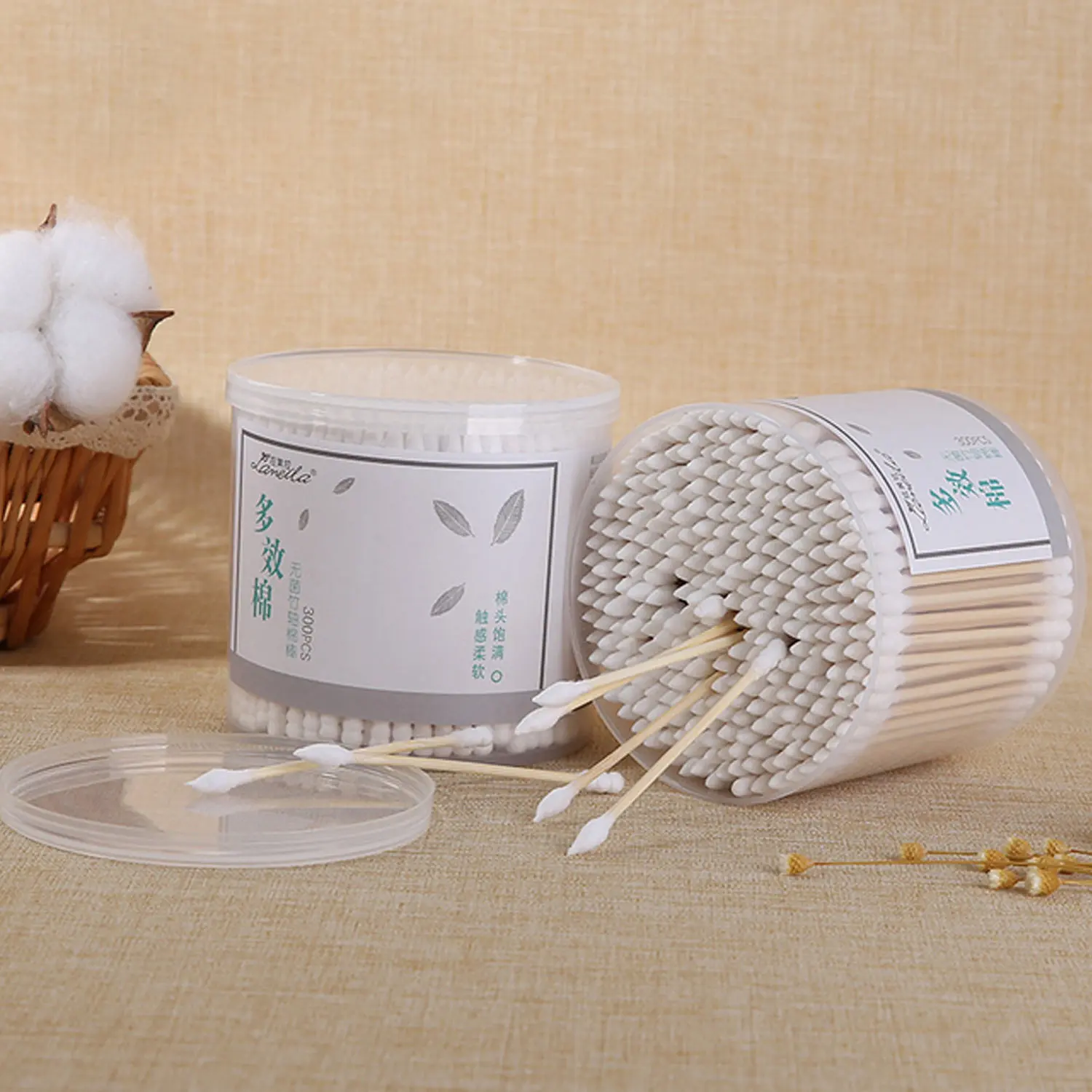 300 шт. одноразовые двухсторонние ватные палочки для малышей домашних животных