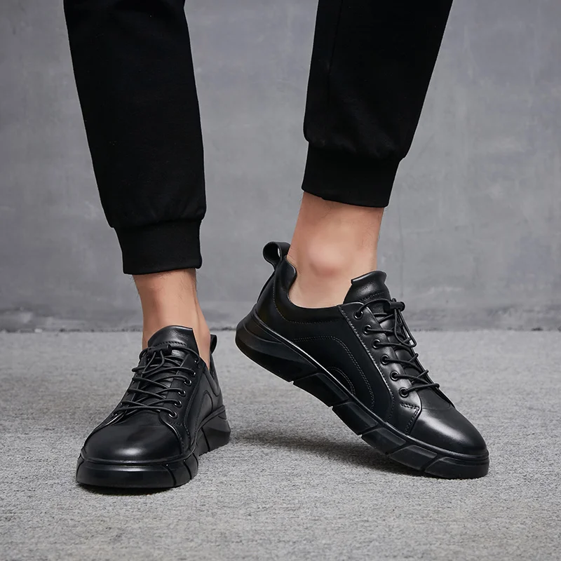 Лоферы мужские из натуральной кожи уличные удобные мягкие кроссовки на шнуровке